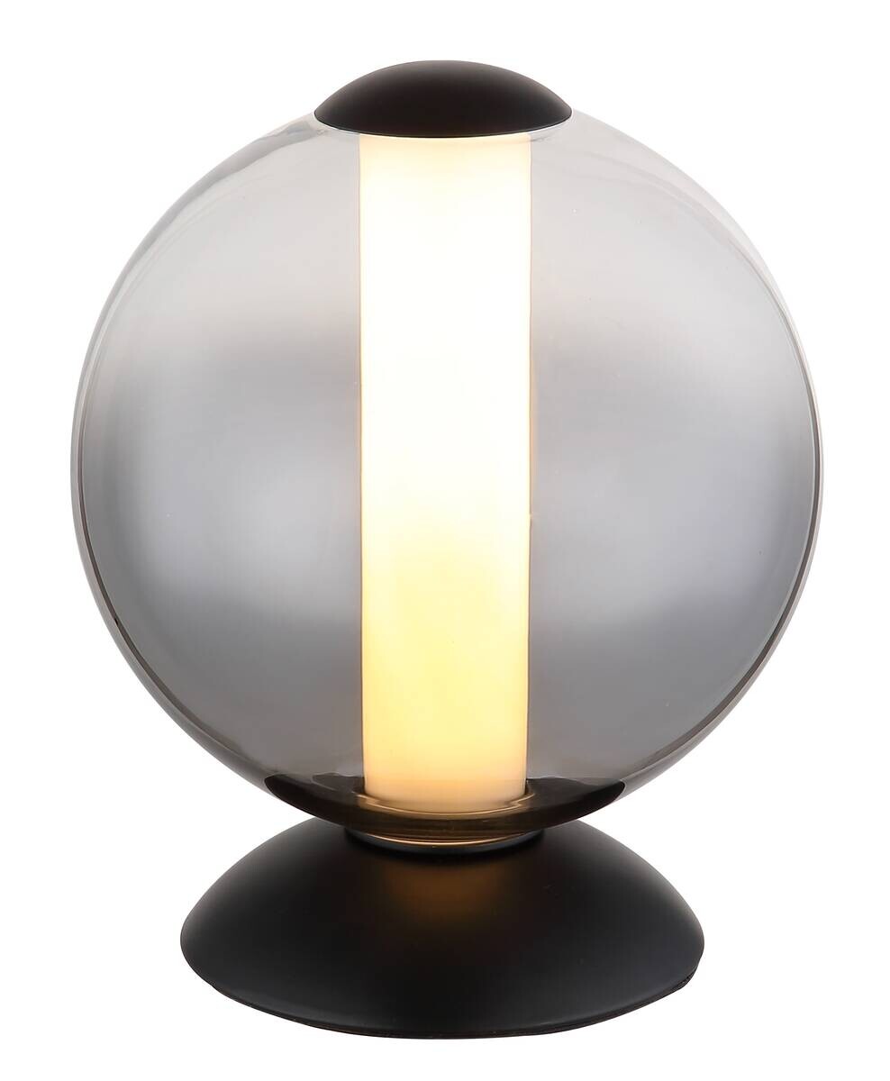 GLOBO Tischleuchte Rauch Opal mattschwarz Metall Glas H/D: ca. 21x18 cm 1 Brennstellen