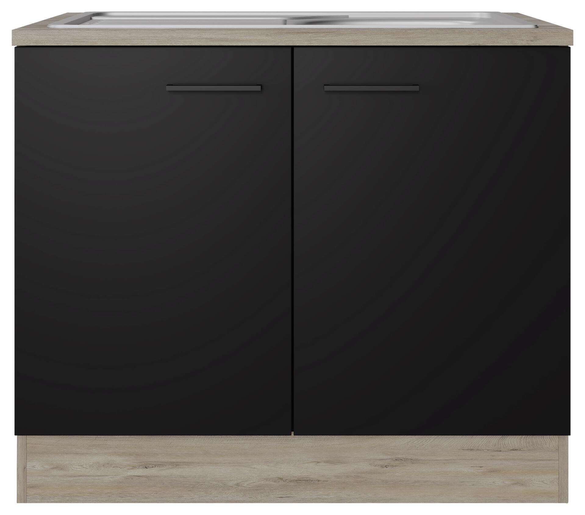 Spülenschrank Capri schwarz matt B/H/T: ca. 100x85x60 cm