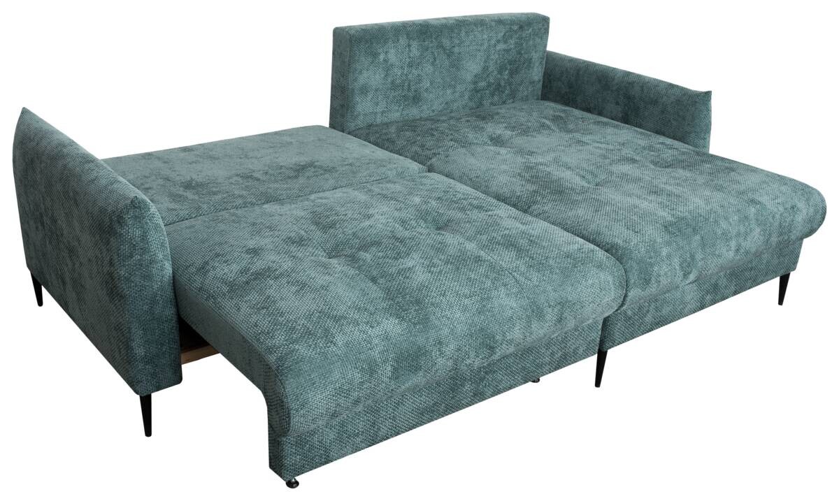 Ecksofa mit Bettfunktion und Bettkasten lagunen blau Microfaser B/H/T: ca. 221x94x142 cm