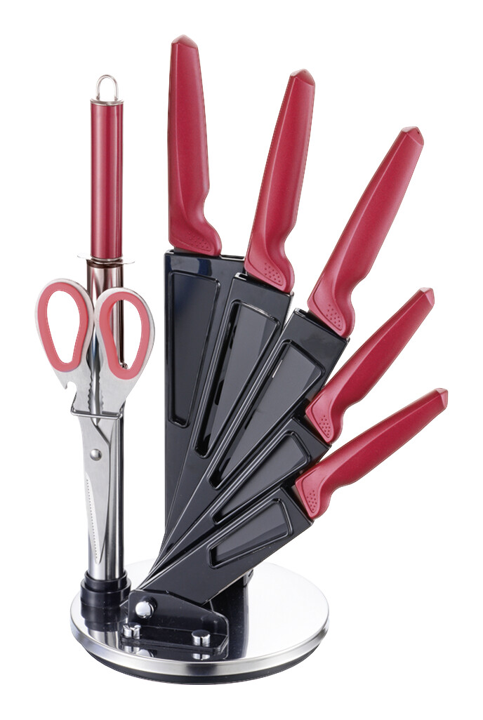 MICHELINO Messerset rot Edelstahl 8 tlg.