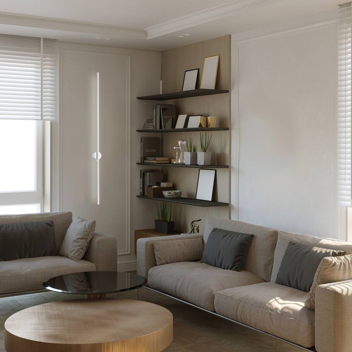 Lamkur LED-Wandleuchte weiß PVC Holz B/H/L: ca. 7x120x7 cm