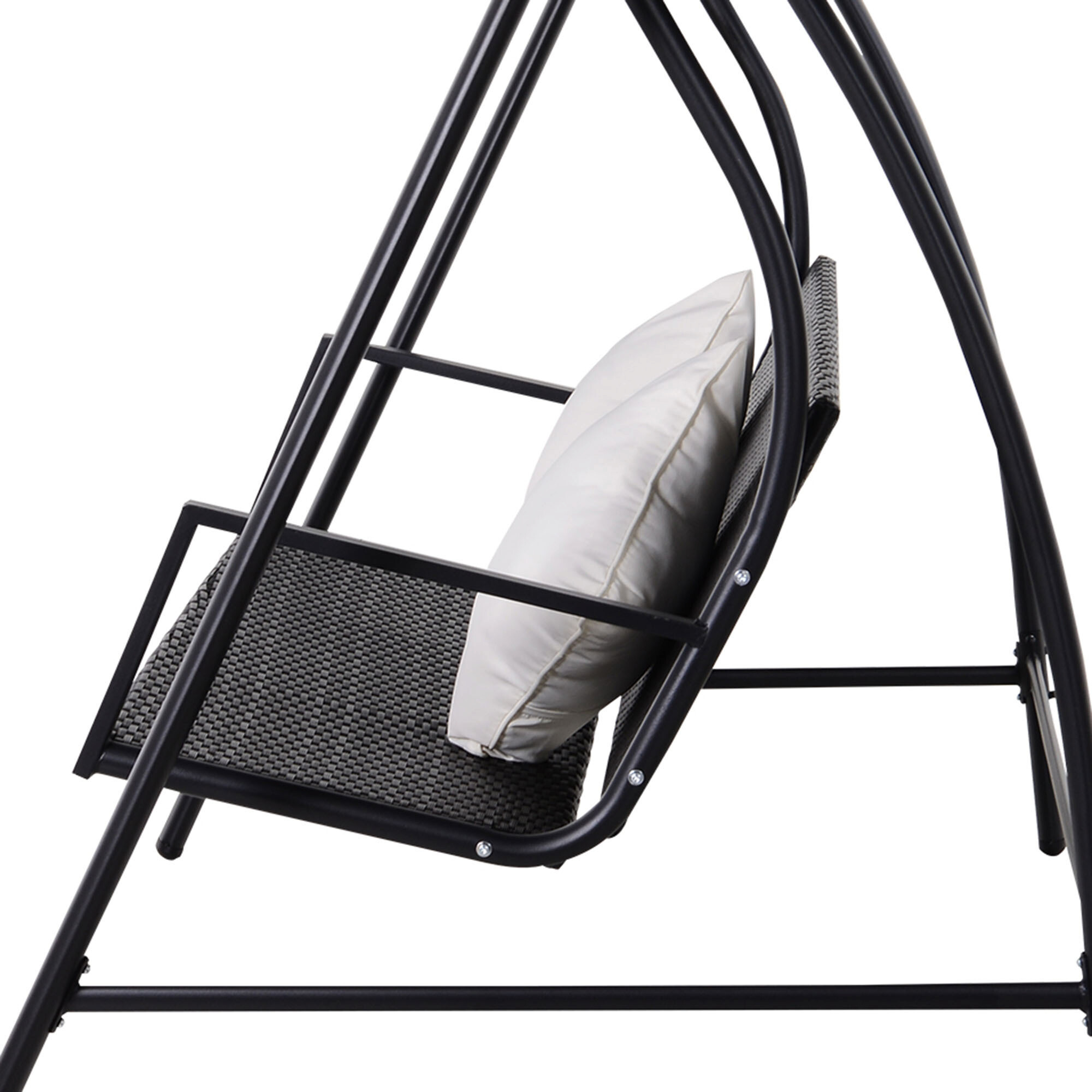 Outsunny Hollywoodschaukel schwarz Polyrattan B/H/L: ca. 124x179x198 cm