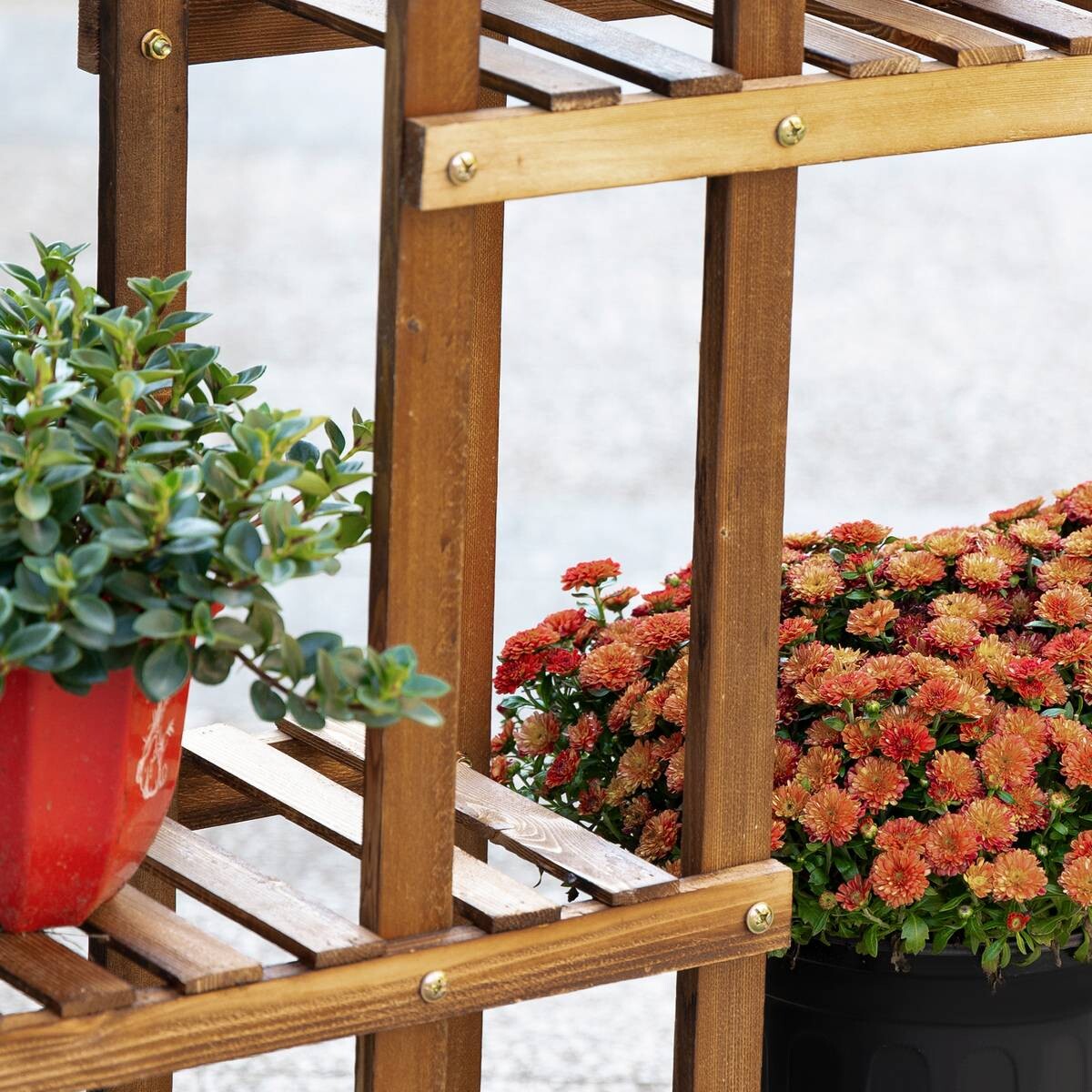 Outsunny Blumenständer braun Holz B/H/L: ca. 28x96,5x95 cm