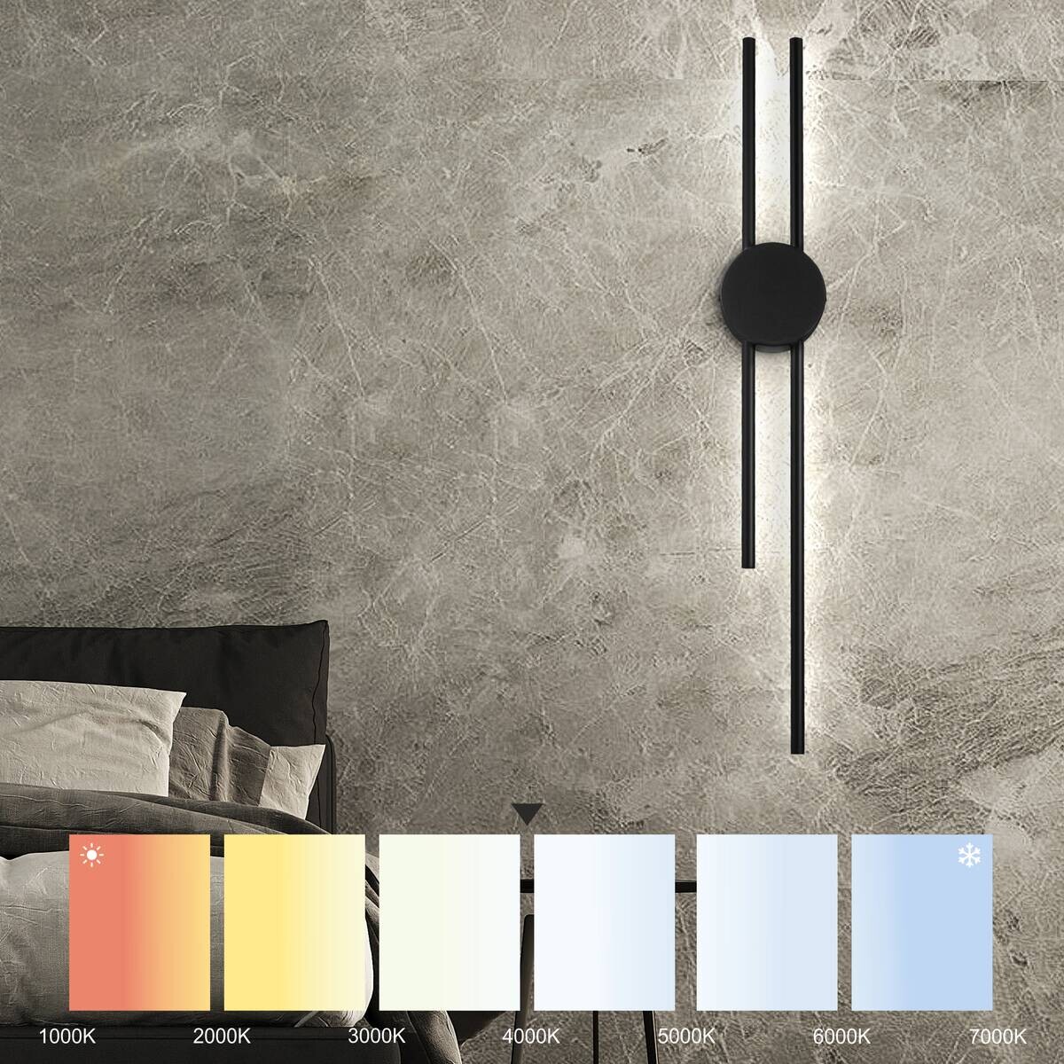 Lamkur LED-Wandleuchte LANA 47461 schwarz Metall H/L: ca. 80x12 cm 1 Brennstellen