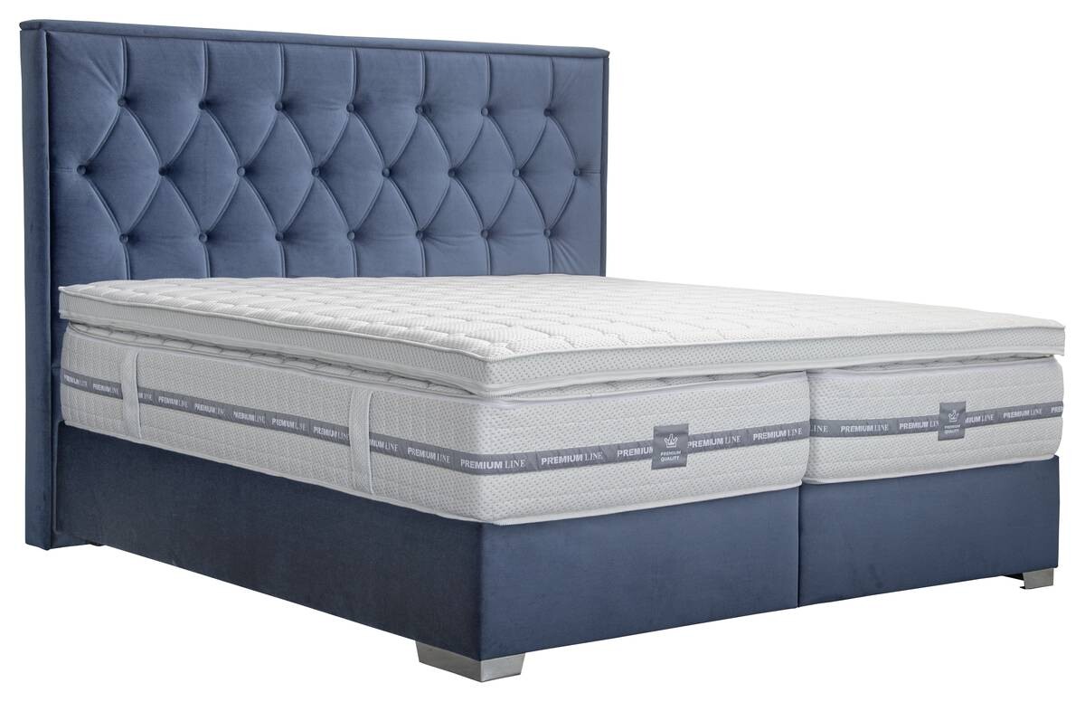 Boxspringbett Lydia blau Liegefläche B/L: ca. 200x200 cm