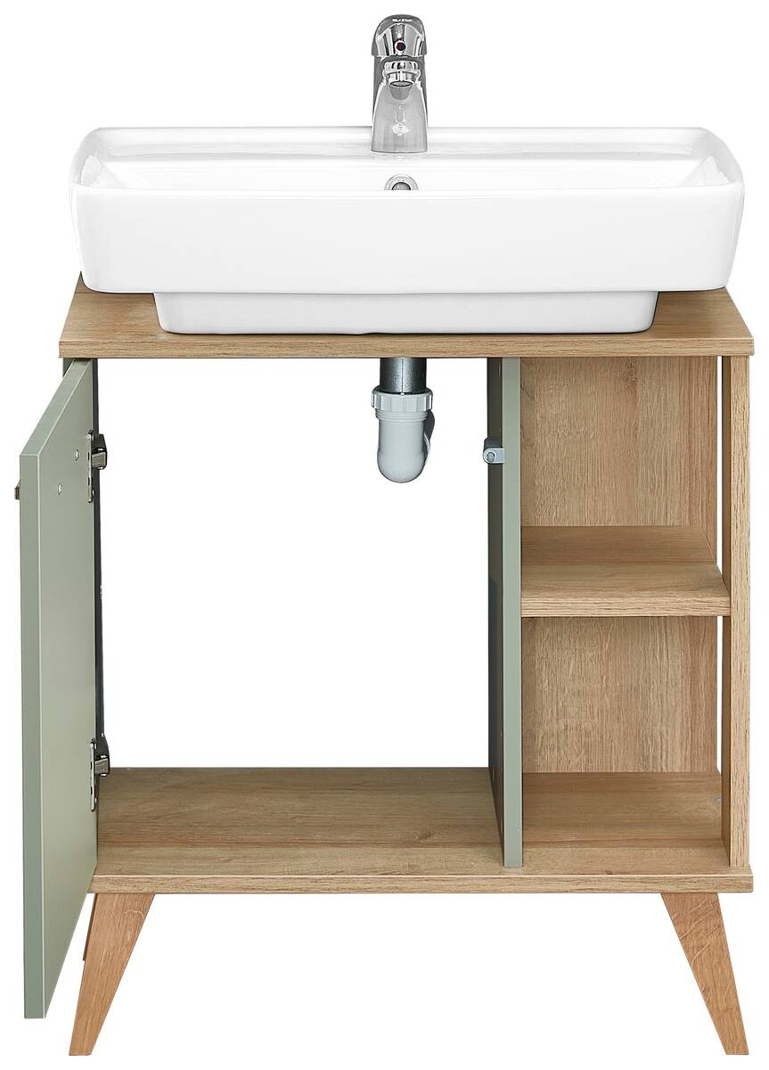 Waschbeckenunterschrank Quickset 963 salbei Nachbildung Eiche Riviera Nachbildung B/H/T: ca. 60,5x65x33 cm