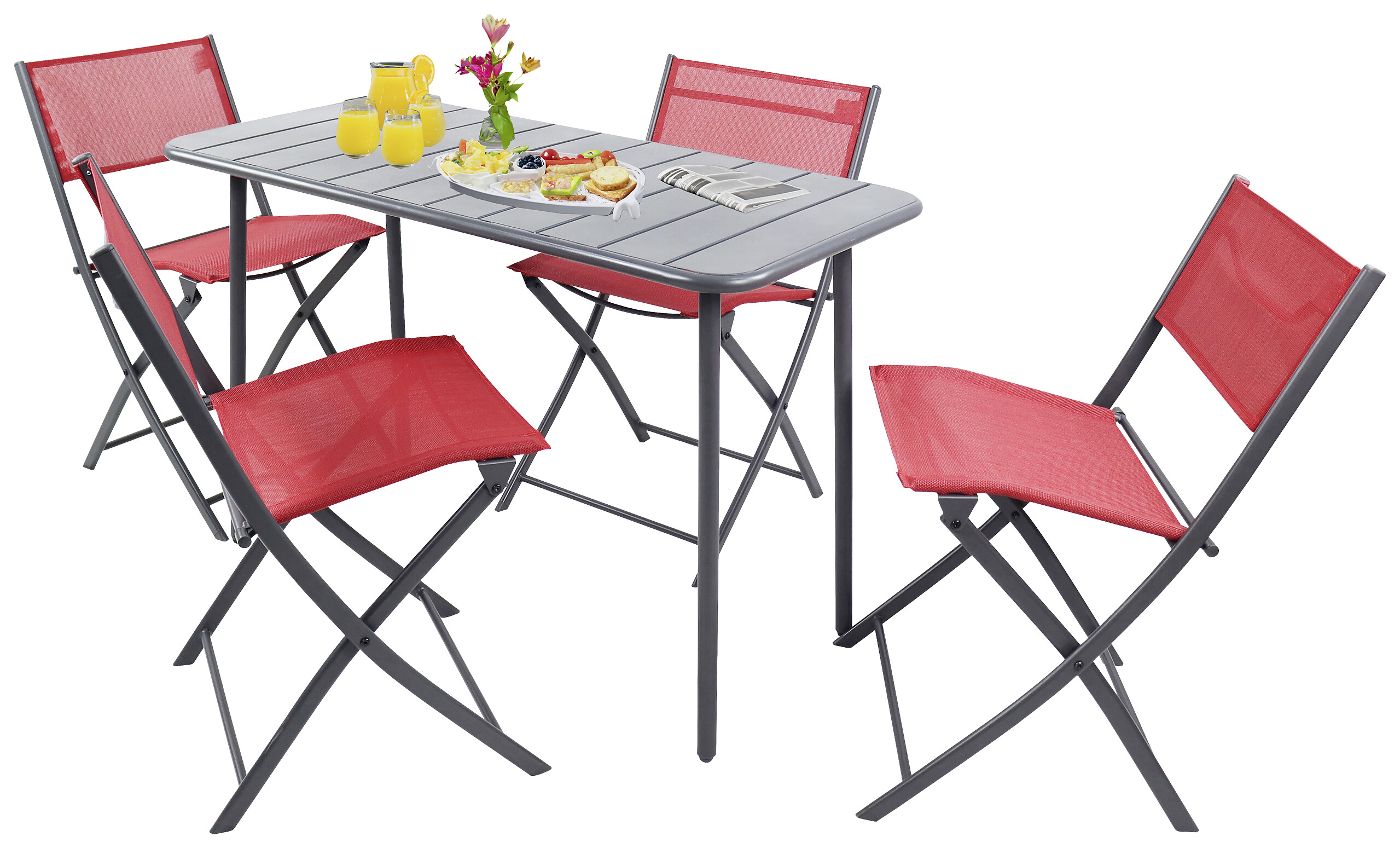 VCM Gartensitzgruppe Sumila rot Stahl B/H/L: ca. 45x79x46 cm