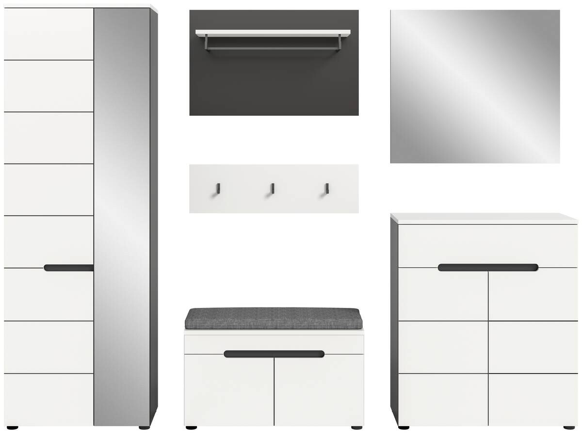 Garderobe Canu basaltgrau Nachbildung weiß B/H/T: ca. 255x190x37 cm