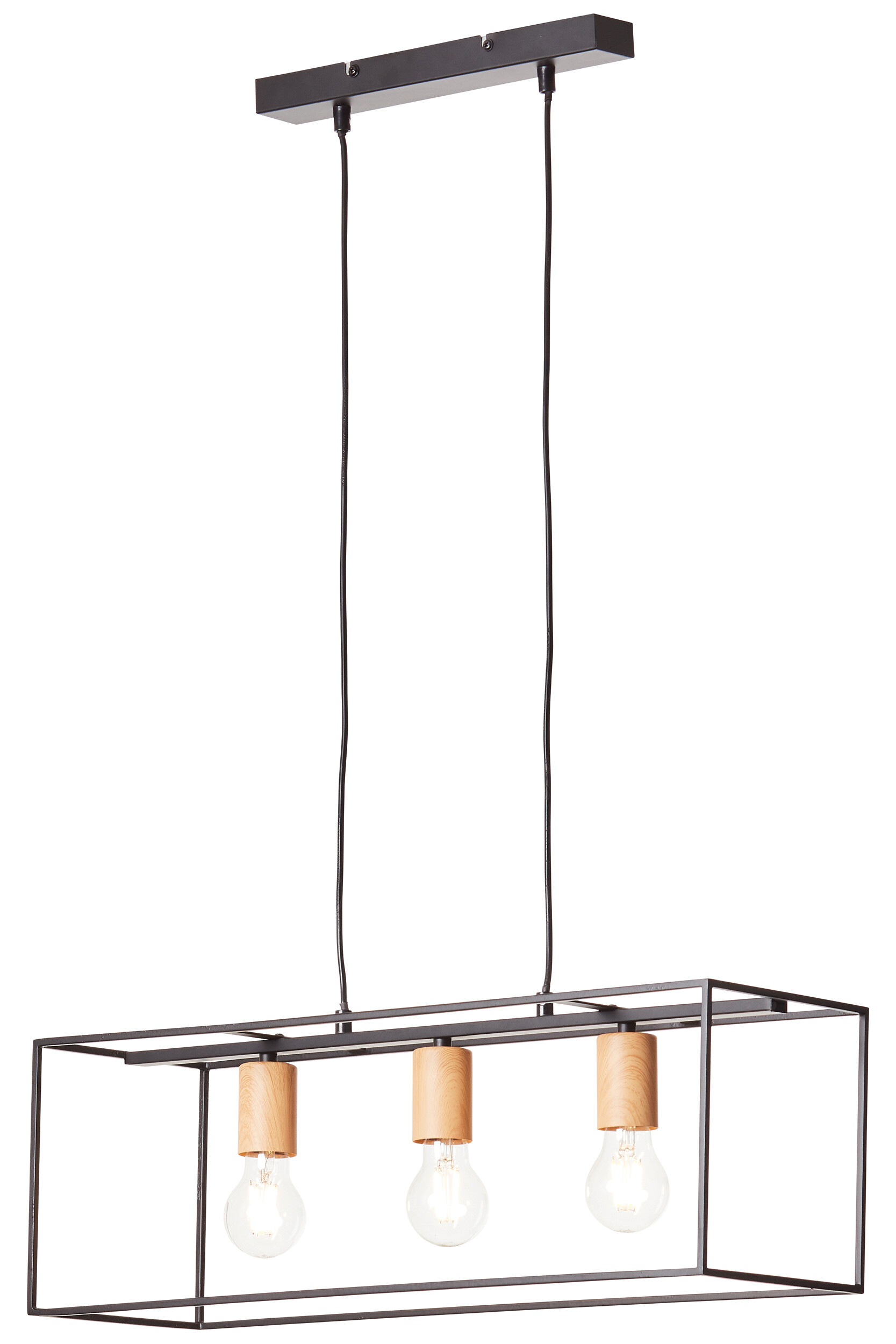 Brilliant Pendelleuchte 92747/76 schwarz Metall B/H/T: ca. 60x110x20 cm E27 3 Brennstellen