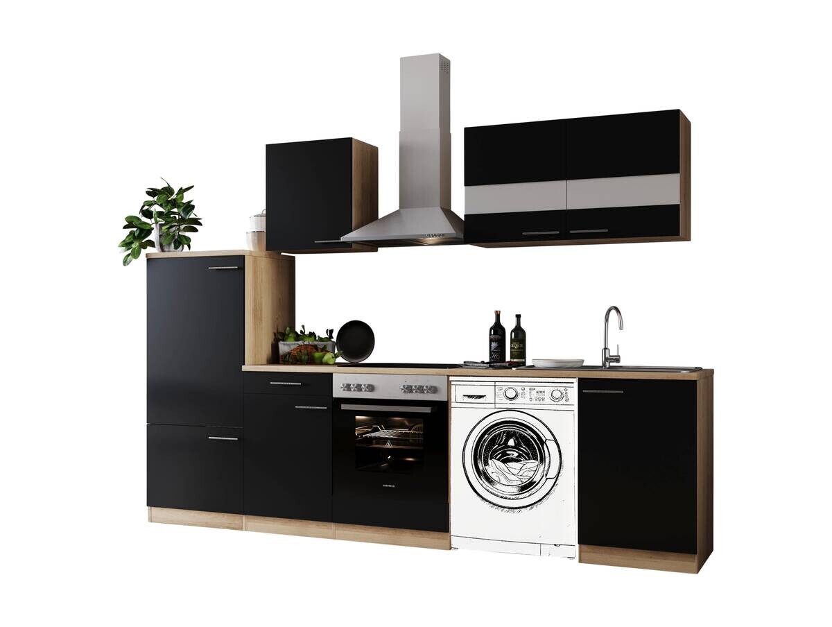 Respekta Küchenblock Merle schwarz B/H/T: ca. 280x200x60 cm