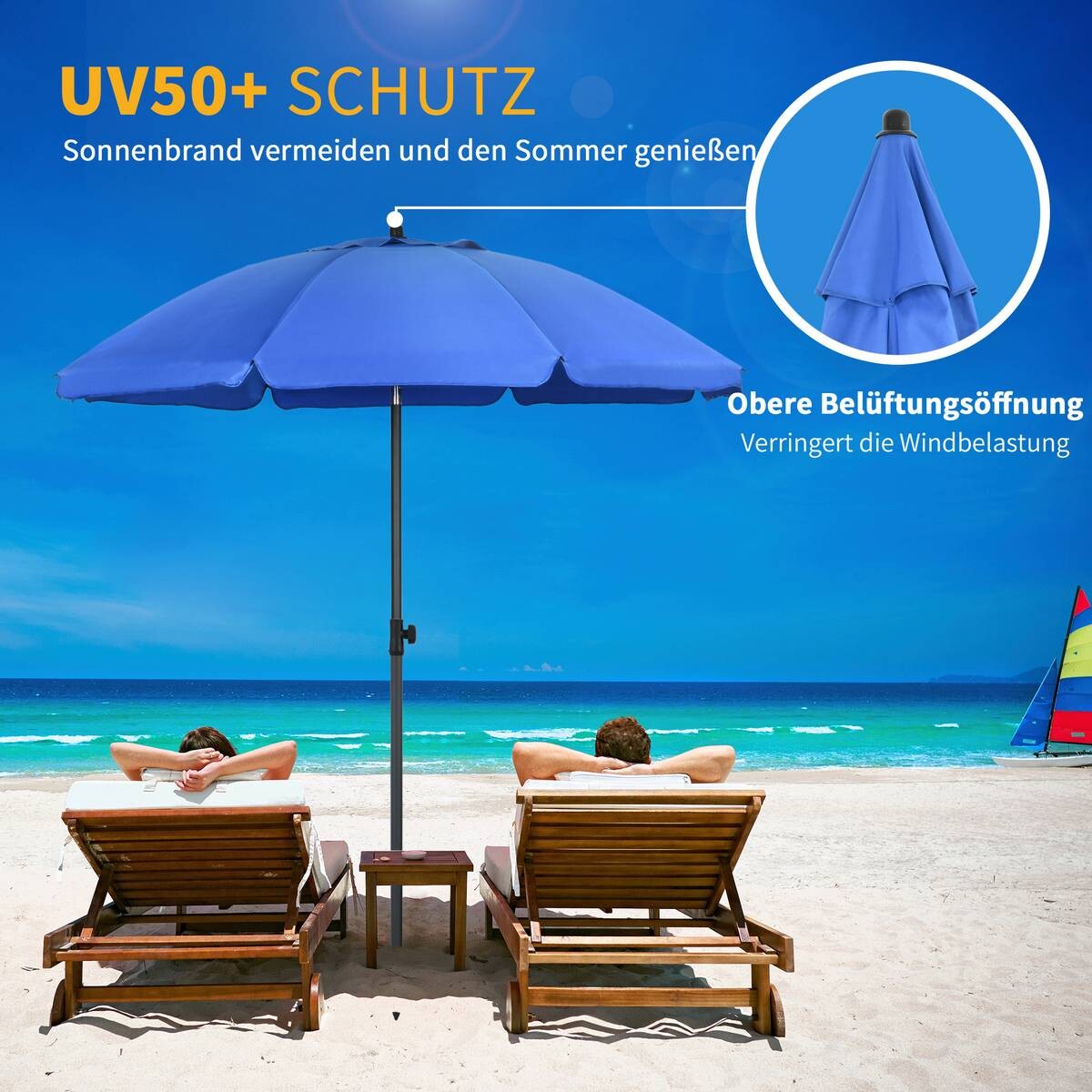 Outsunny Sonnenschirm blau Polyester B/H/L: ca. 180x209x180 cm