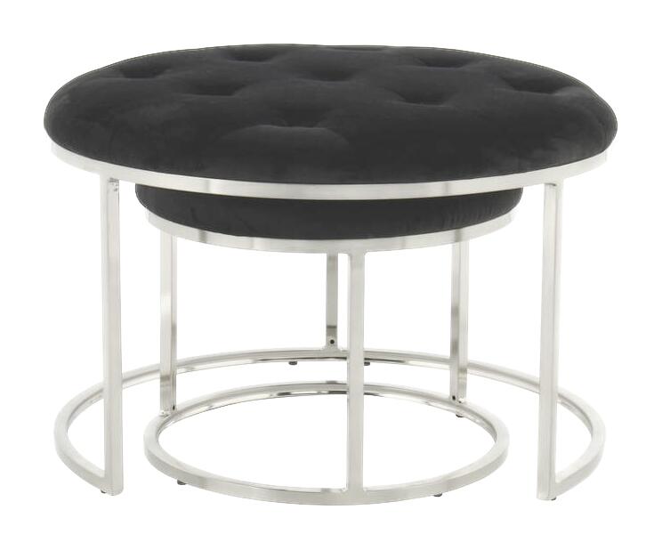 360 Living Hocker Myla 100 2er-Set schwarz silber Samt Metall H/D: ca. 41x60 cm