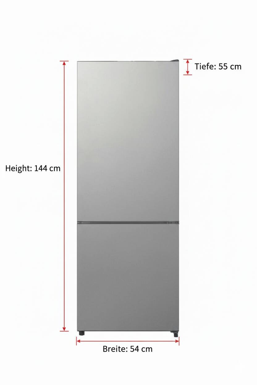 POCOline Kühl-/Gefrierkombination KGK144-205IX Inox B/H/T: ca. 54x144x55 cm