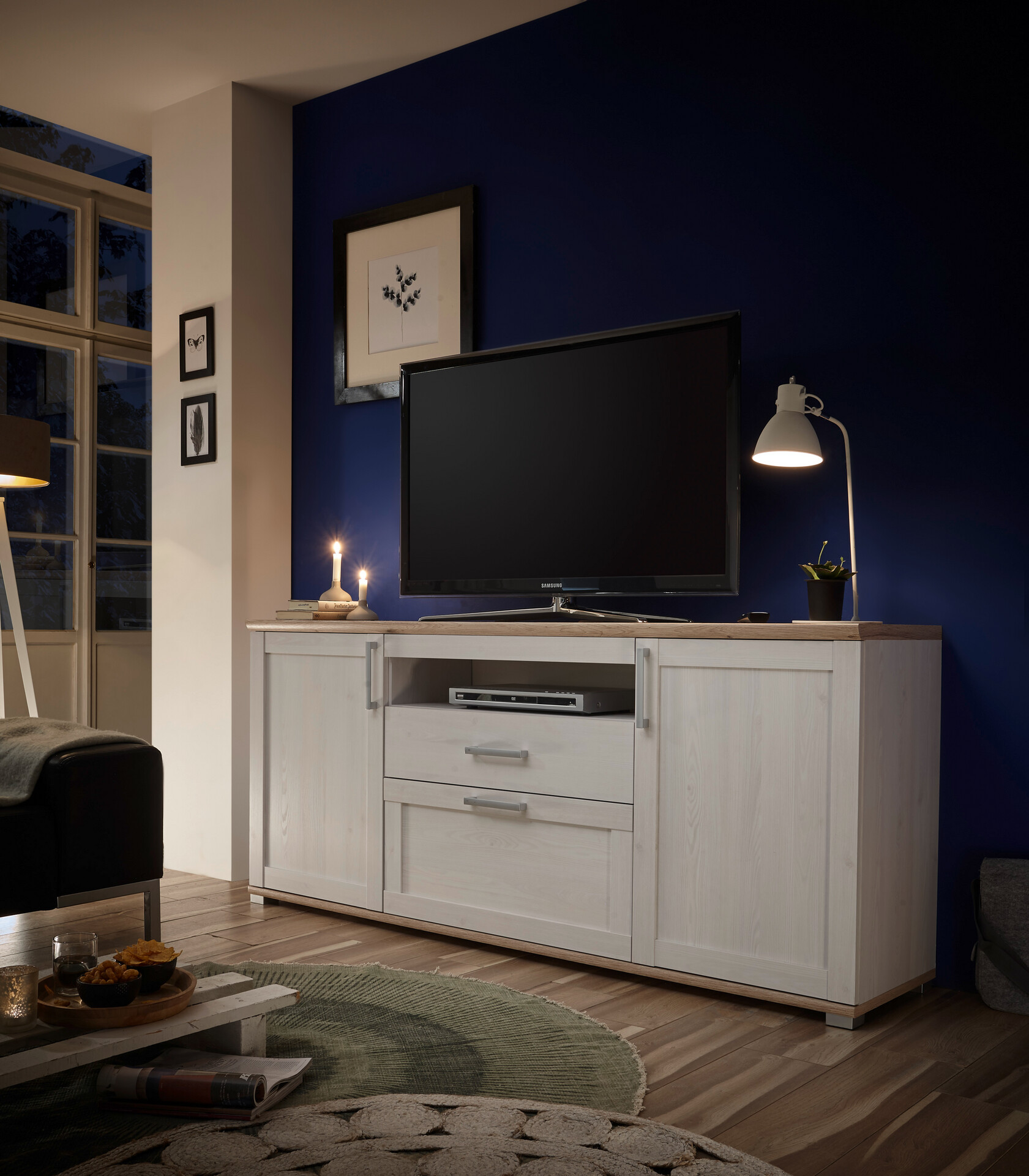 TV-Highboard Romance Sibiu Lärche Nachbildung San-Remo Nachbildung B/H/T: ca. 190x82x44 cm