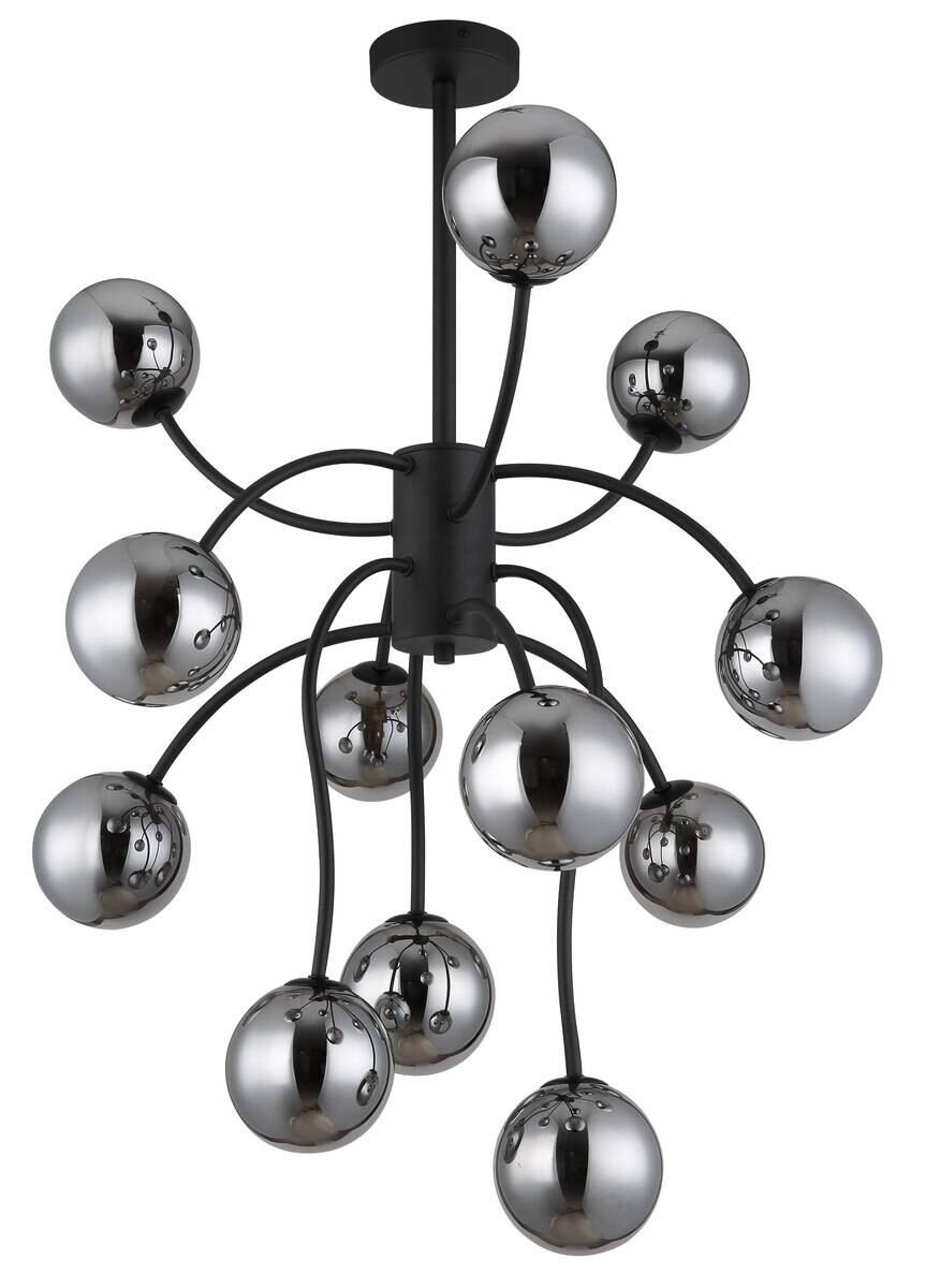 GLOBO Deckenleuchte Rauch mattschwarz Glas Metall H/D: ca. 93x62 cm G9 12 Brennstellen