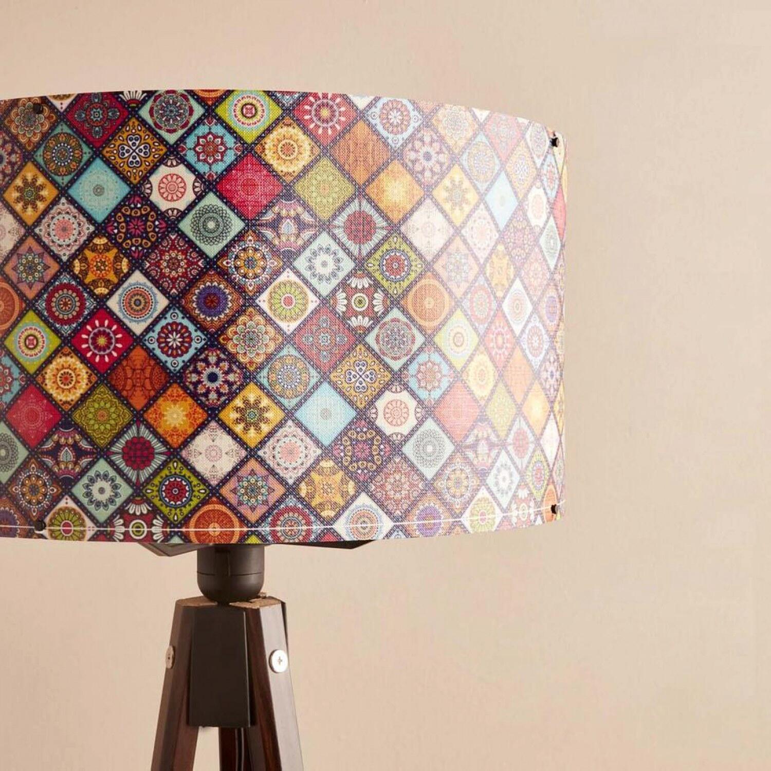 Opviq Stehleuchte mehrfarbig Stoff Holz B/H/T/L/D: ca. 21x140x21x21x21 cm E27 1 Brennstellen