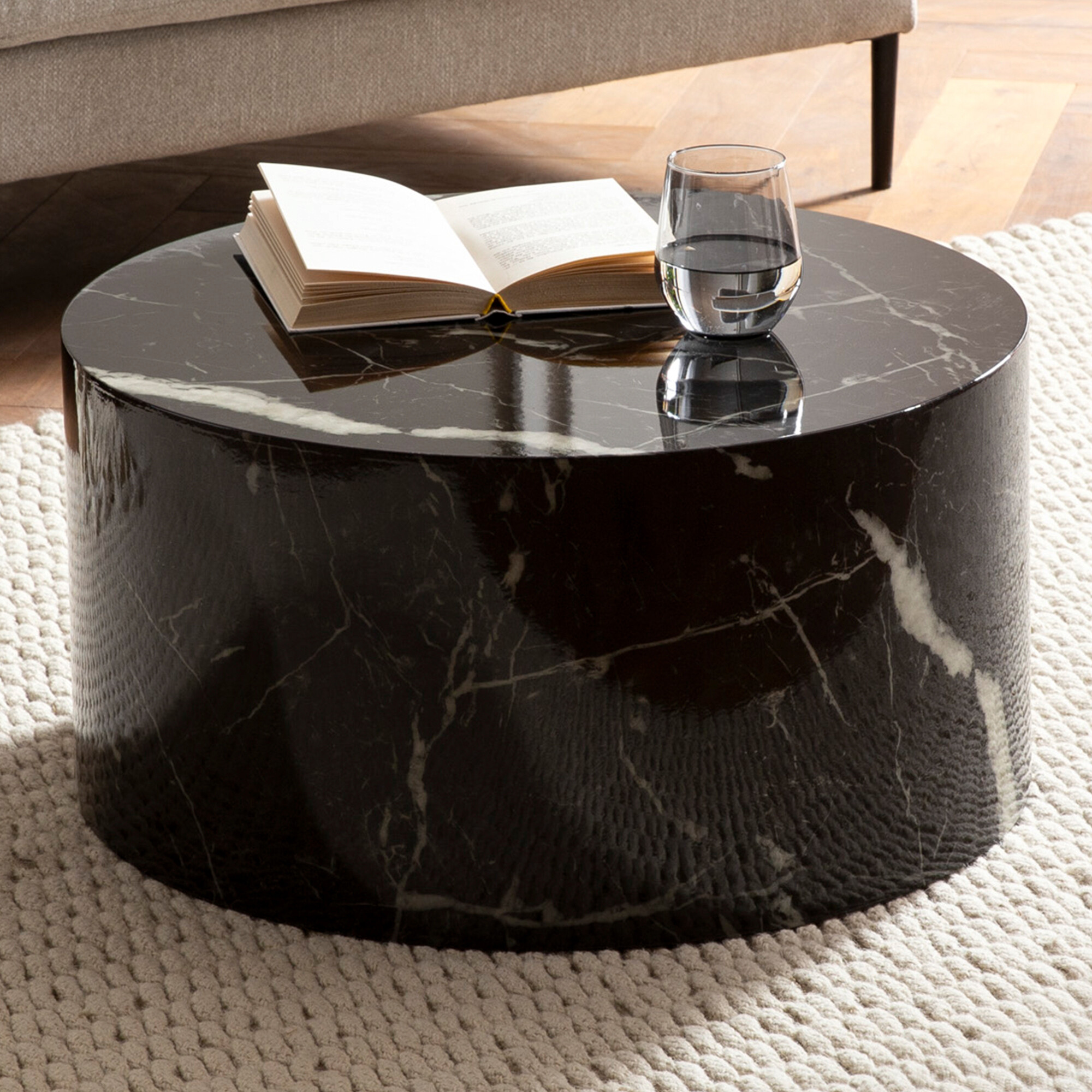 Wohnling Couchtisch schwarz Marmor B/H/T: ca. 60x30x60 cm