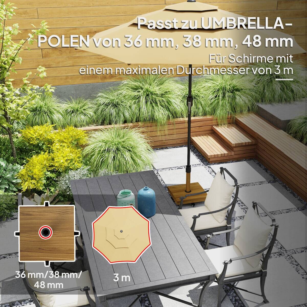 Outsunny Schirmständer natur Beton B/H/L: ca. 45x48x45 cm