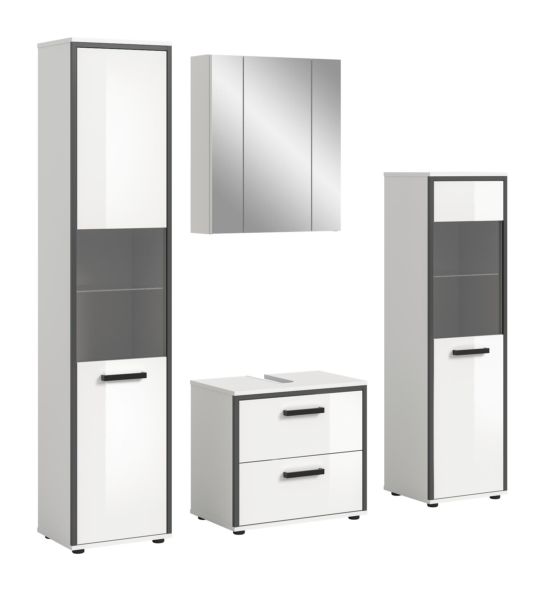Badblock KOJAK weiß Hochglanz anthrazit grau B/H/T: ca. 171x188x37 cm