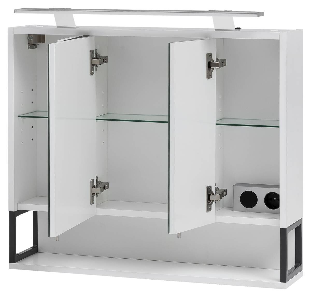 Spiegelschrank Limone weiß B/H/T: ca. 70x66,1x16 cm