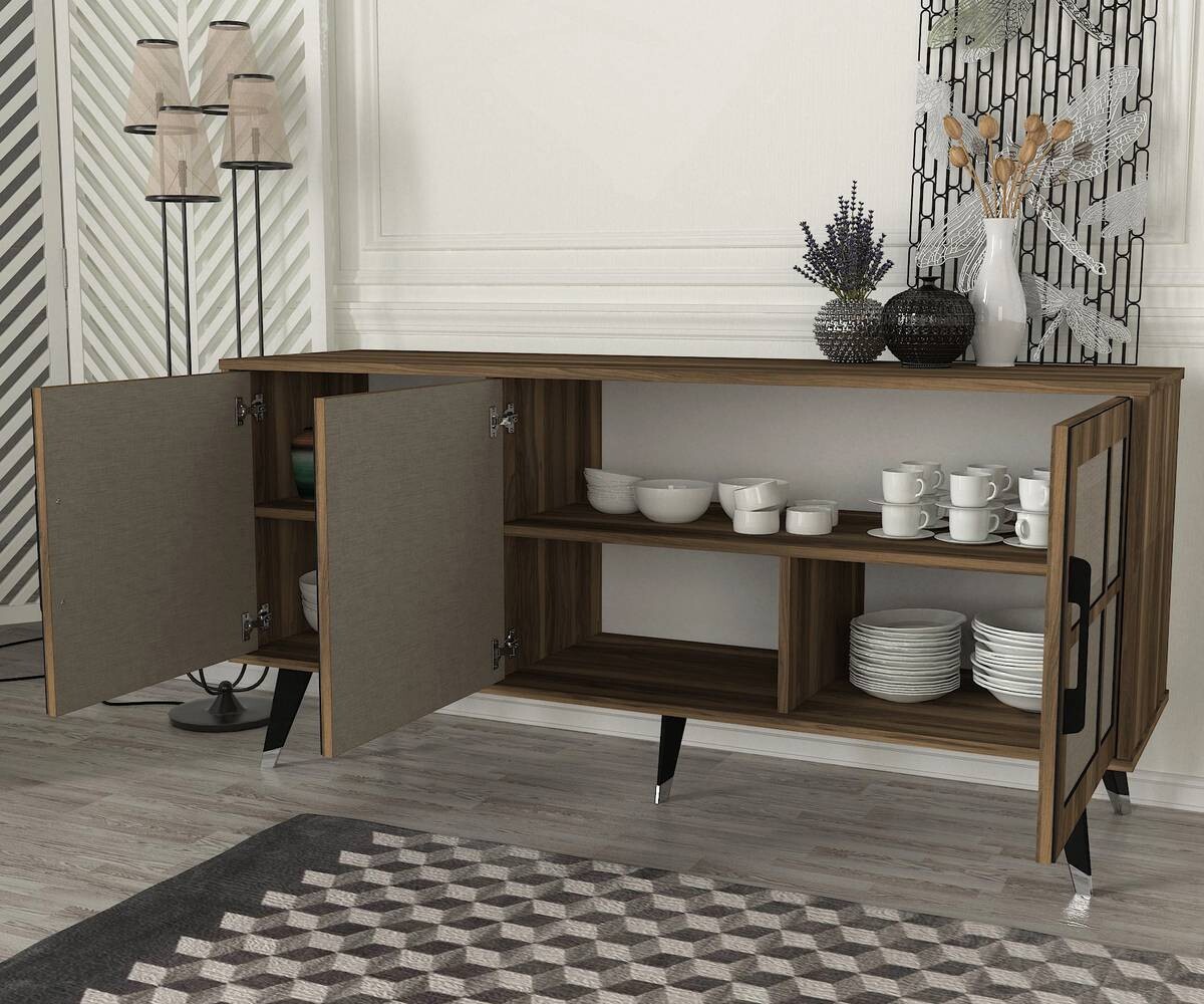 Sideboard Logan walnuss Nachbildung grau B/H/T: ca. 160x76x45 cm