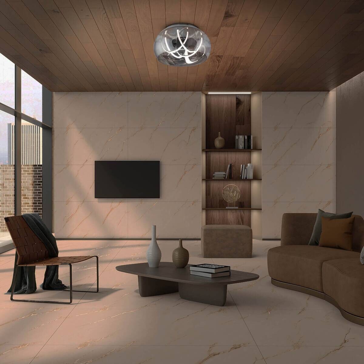 Näve Leuchten LED-Deckenleuchte Chrom Metall Glas B/H/T/D: ca. 45x23,5x45x45 cm