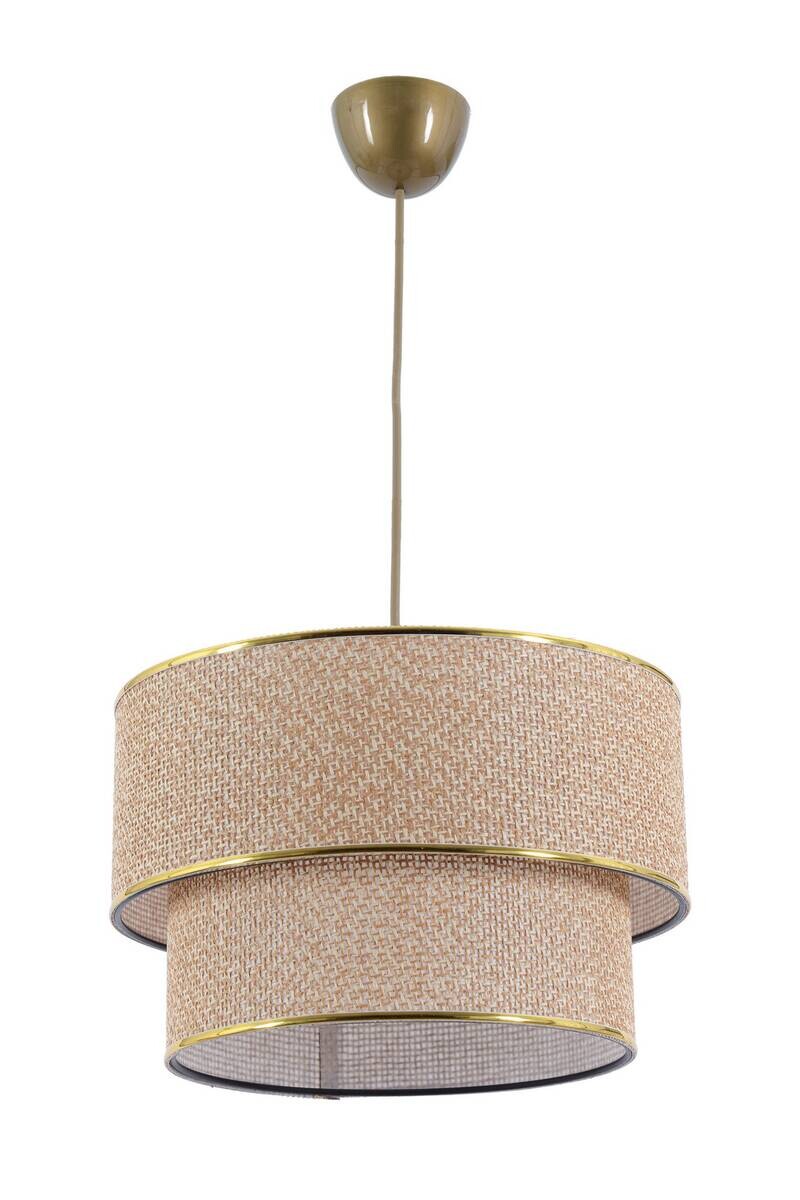 Opviq Pendelleuchte Coral ecru braun Metall Baumwolle B/H/T/L/D: ca. 30x70x30x30x30 cm E27 1 Brennstellen