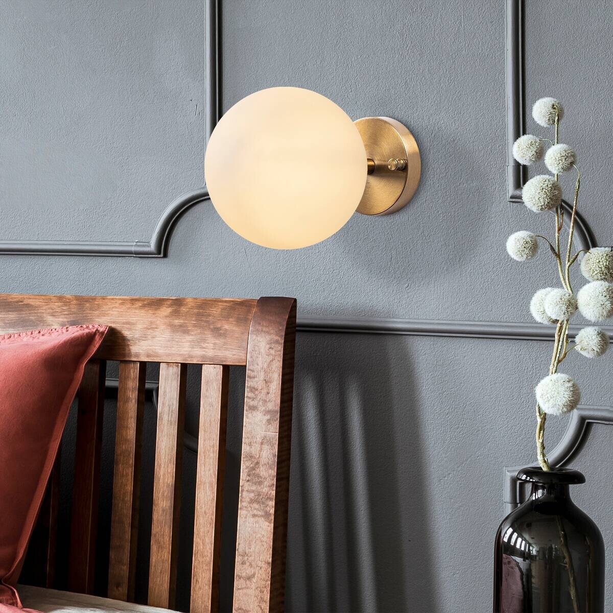 Opviq Wandleuchte Atmaca bronze Glas Metall B/H/T/L/D: ca. 15x24x15x15x15 cm E14 1 Brennstellen