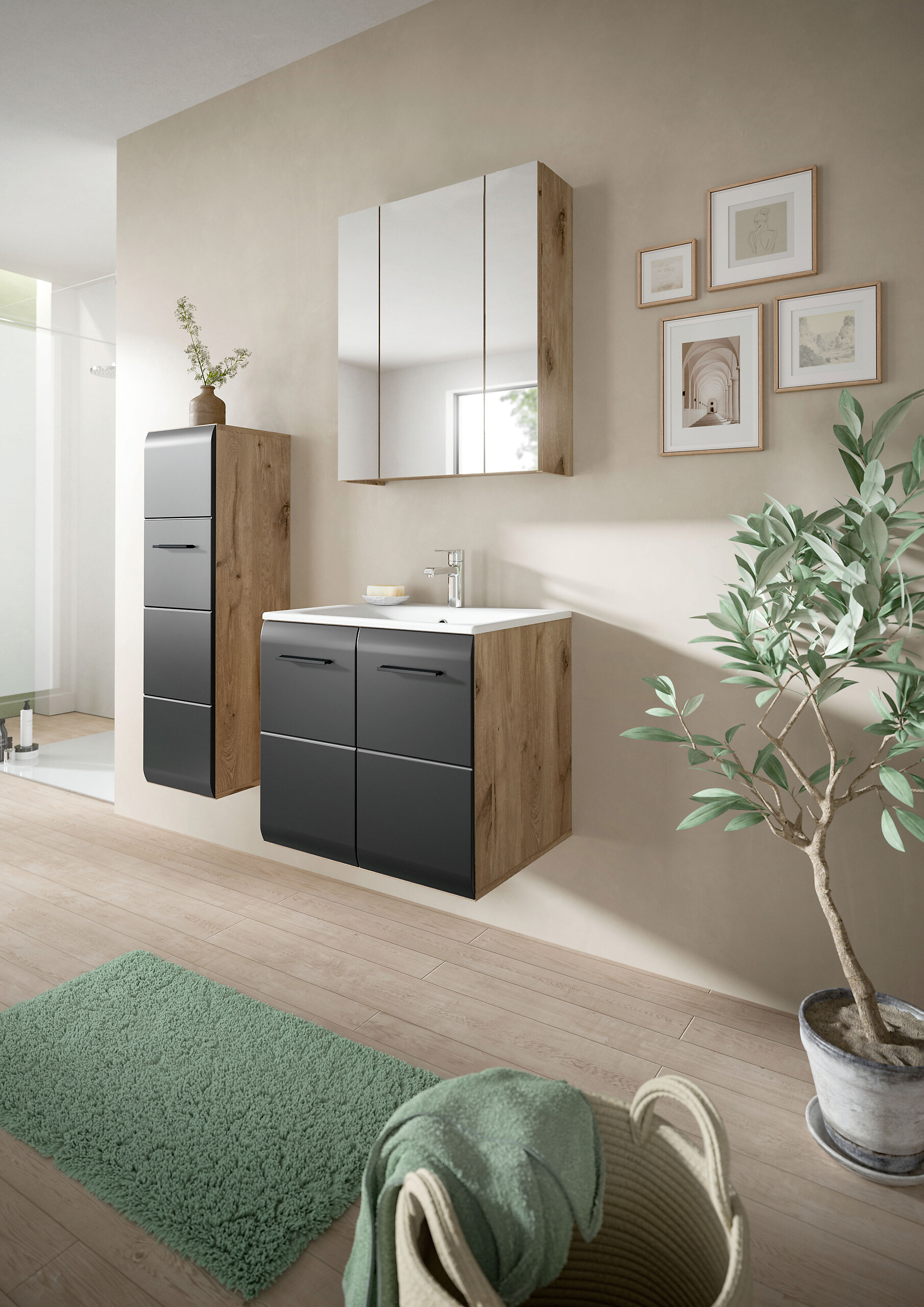 Stauraumelement Ice Nox Oak Nachbildung schwarz matt B/H/T: ca. 30x106x30 cm