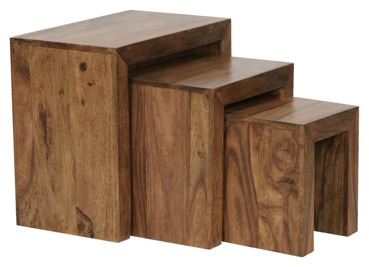 Beistelltisch 3er-Set natur Echtholz