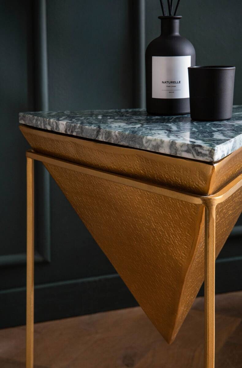 Beistelltisch schwarz gold Marmor Aluminium Eisen B/H/T: ca. 37x53x37 cm