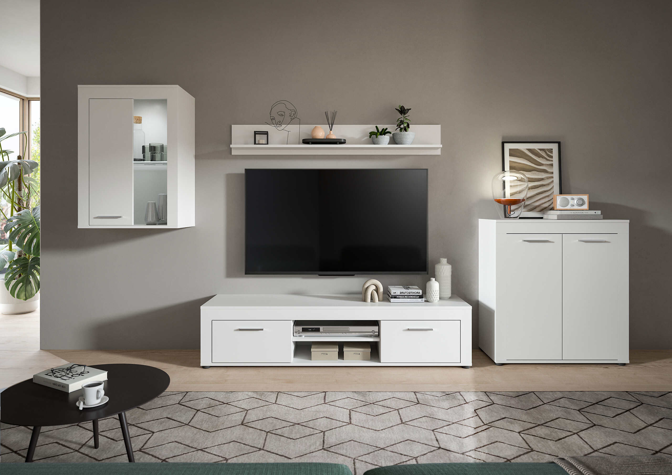 Wohnwand Jam weiß B/H/T: ca. 169x330x35 cm