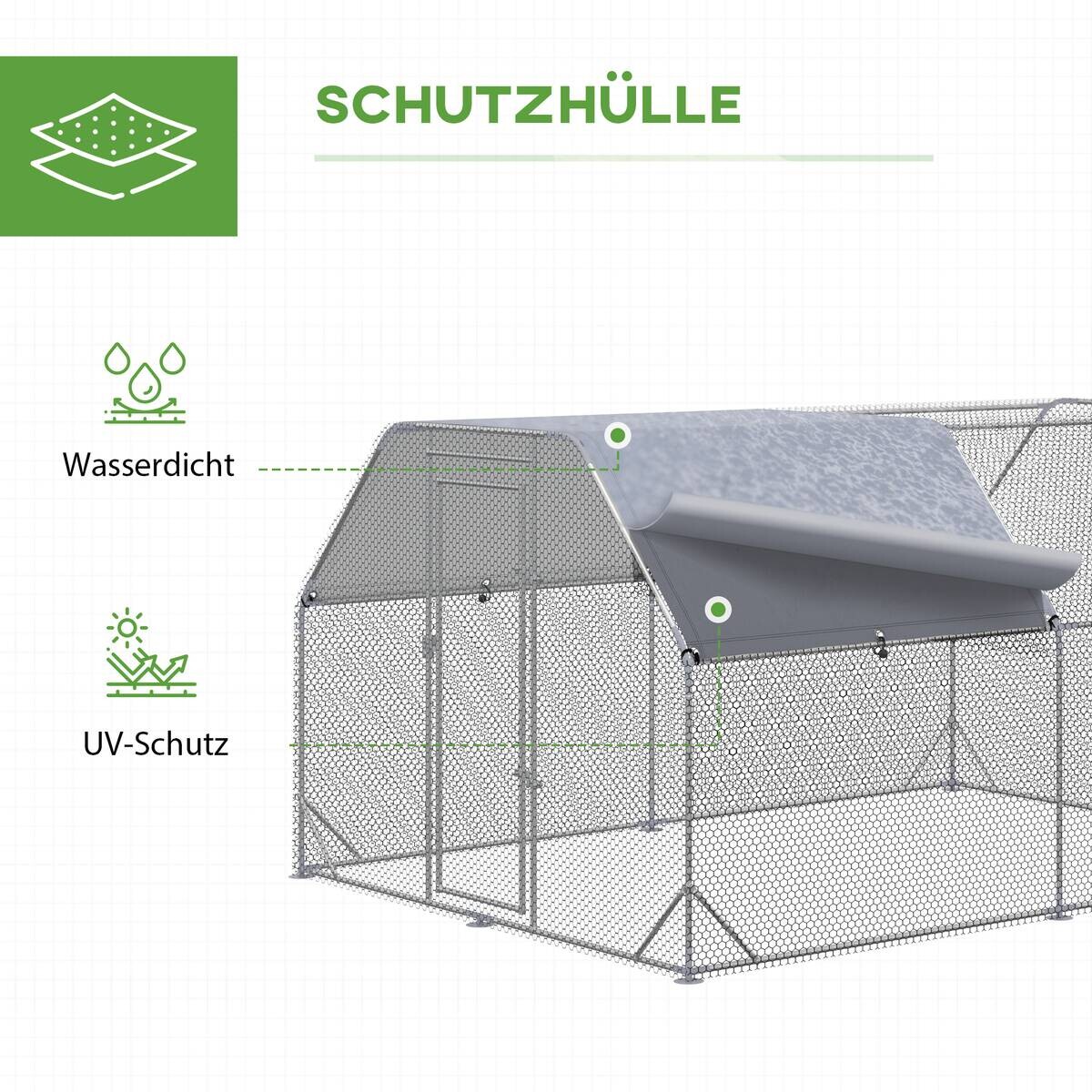 PawHut Stall silber Edelstahl B/H/L: ca. 380x280x195 cm