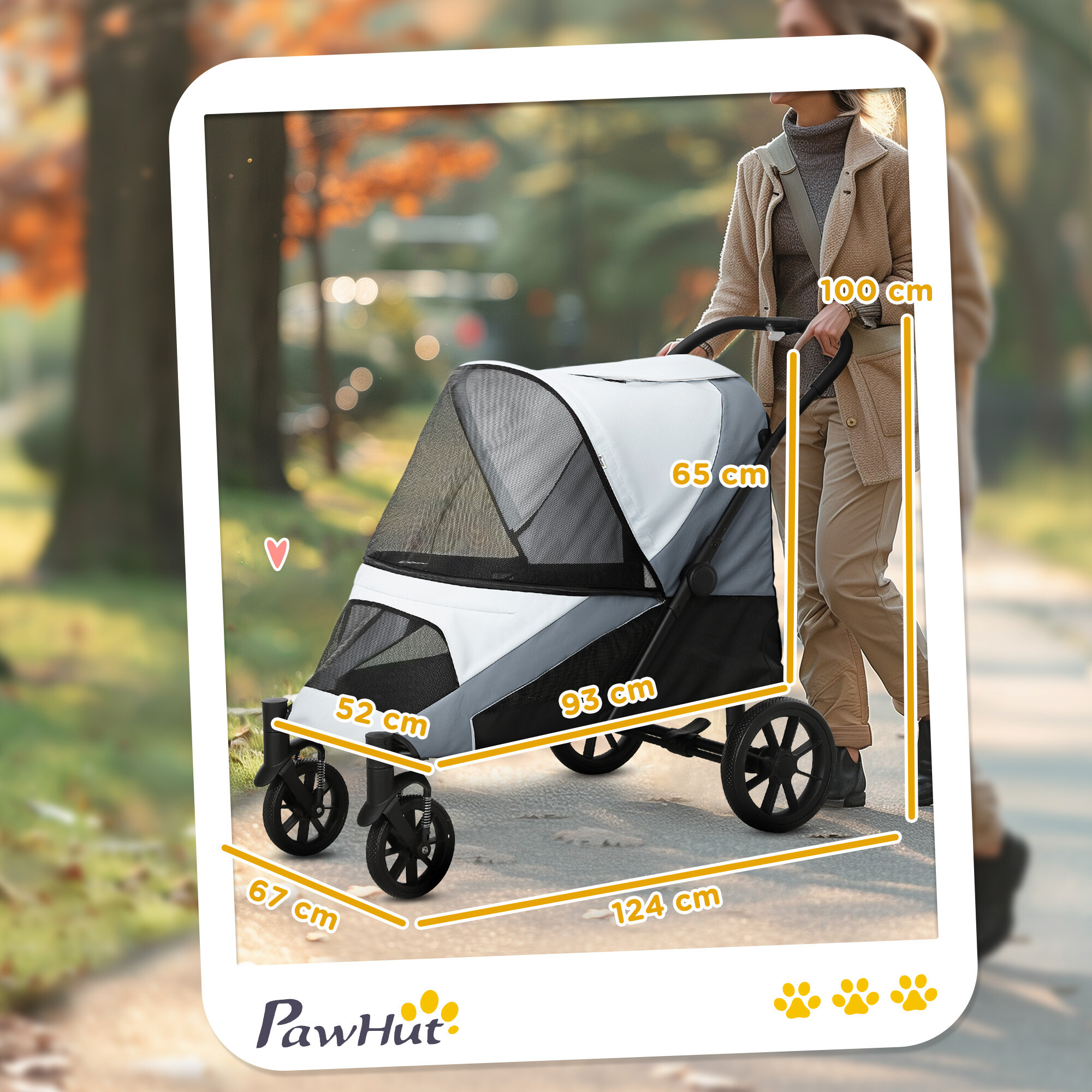 PawHut Hundewagen grau Polyester B/H/L: ca. 67x100x124 cm