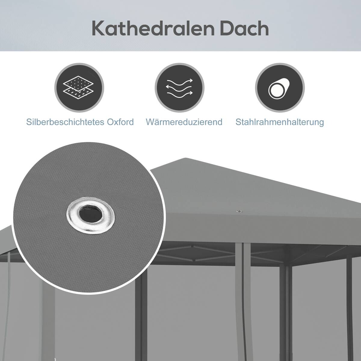 Outsunny Pavillon schwarz Metall B/H/L: ca. 295x260x295 cm