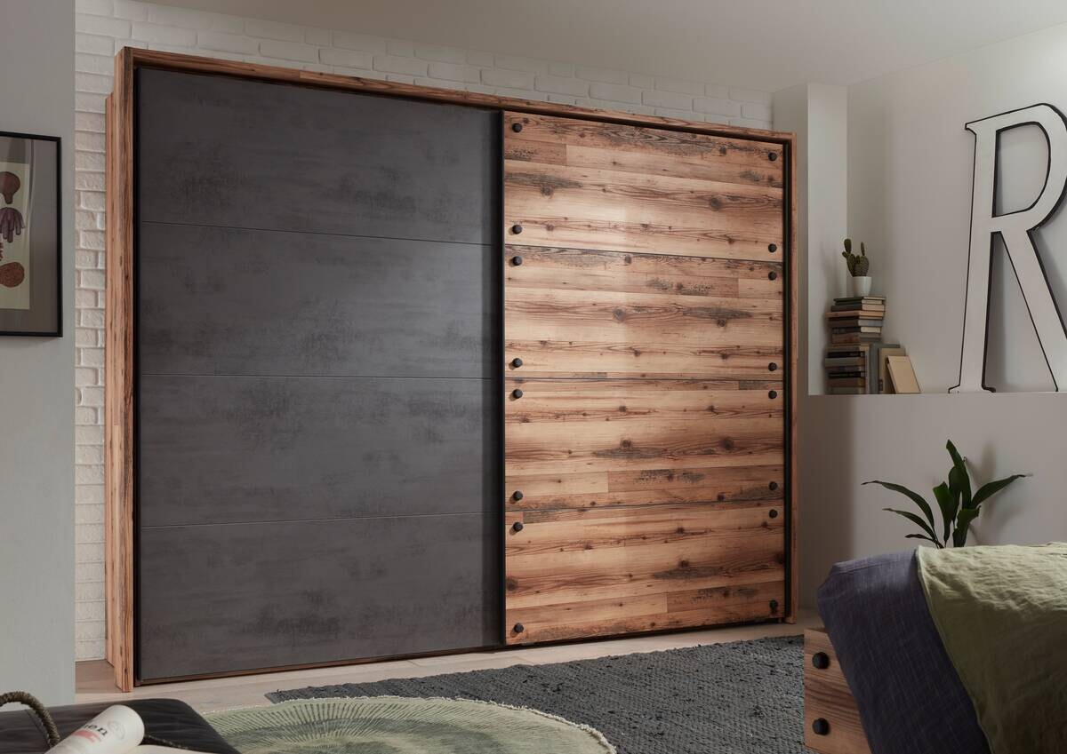 Schwebetürenschrank Dover Alpin Lodge Nachbildung Betonoxid Optik B/H/T: ca. 270x210x60 cm