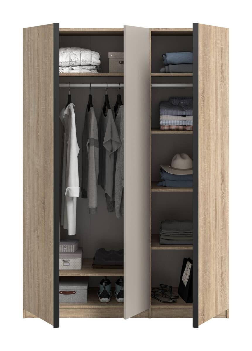 Kleiderschrank OAKLAND Eiche Sonoma Nachbildung Cashmere B/H/T: ca. 130x183x53 cm
