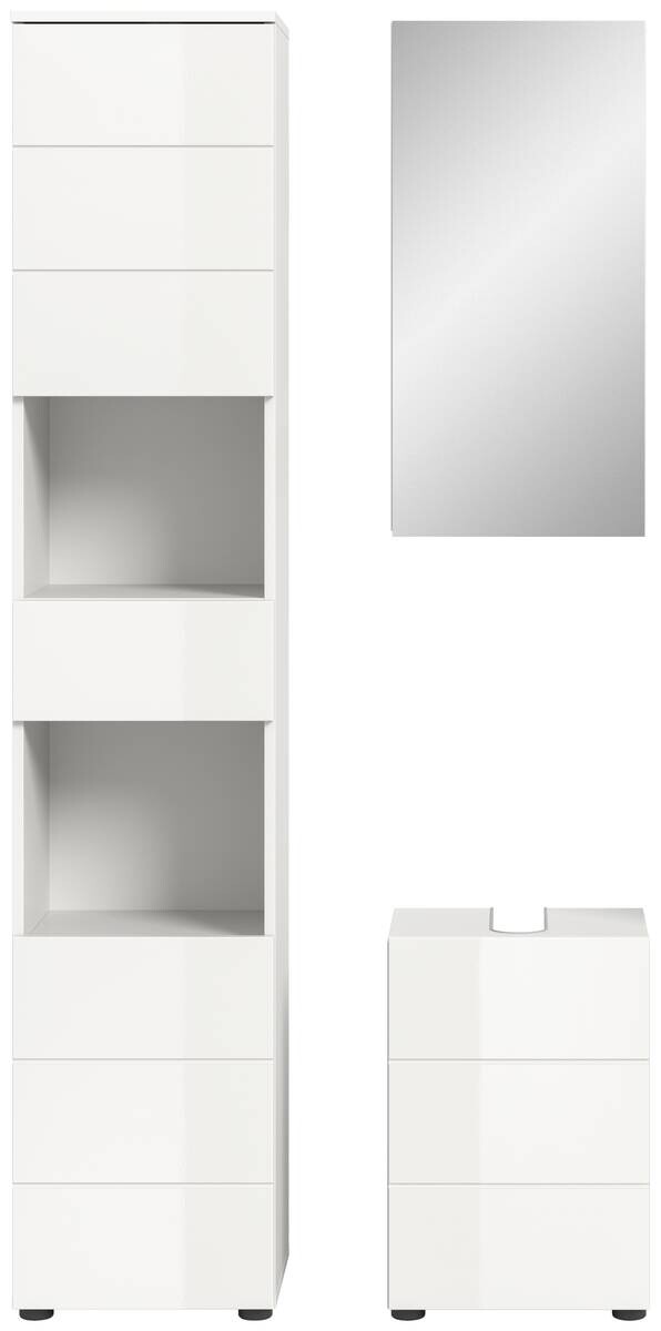 Badezimmer-Set VIRA weiß weiß Hochglanz B/H/T: ca. 91x190x34 cm