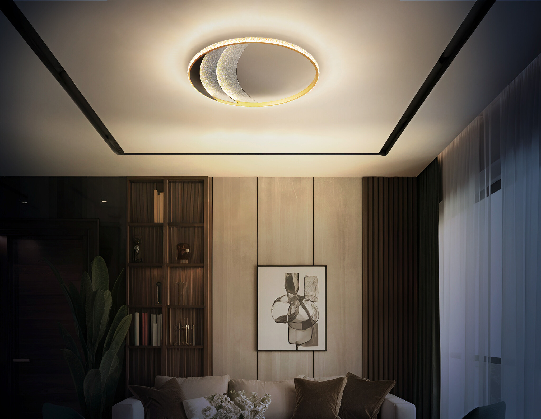 GLOBO Deckenleuchte gold klar schwarz Metall Kunststoff Aluminium H/D: ca. 6x52 cm 1 Brennstellen