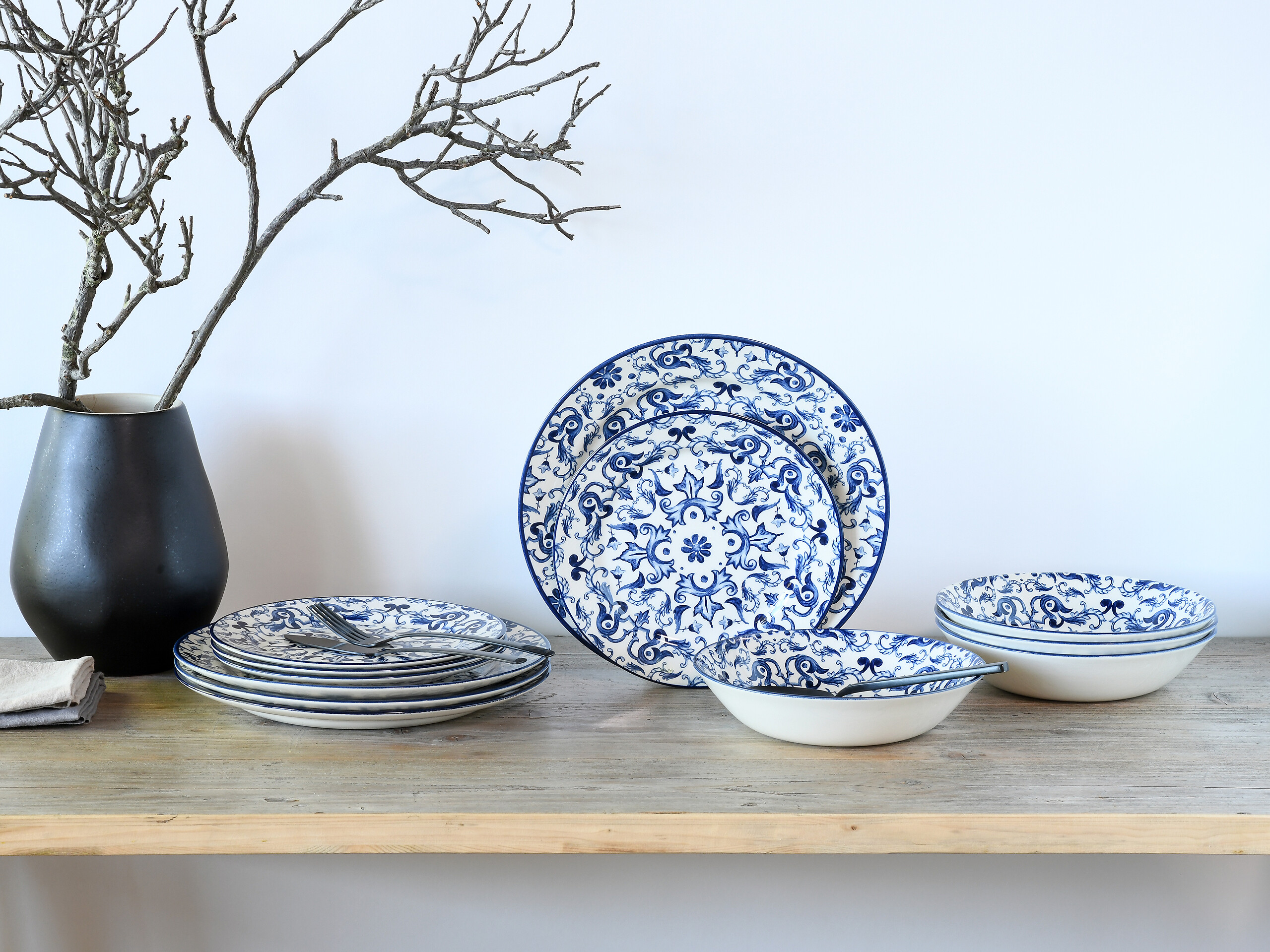 CreaTable Tafelservice Fresco blau Steingut 12 tlg.