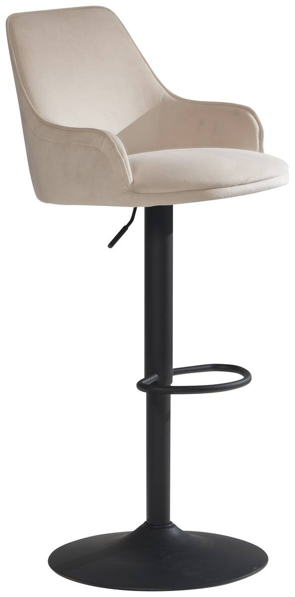 Barhocker beige schwarz Samt Eisen B/H/T: ca. 45x106x45 cm