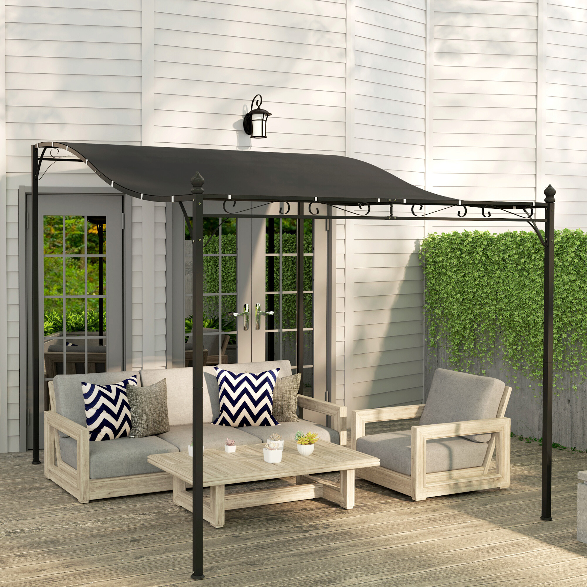 Outsunny Anbaupavillon dunkelgrau Metall B/H/L: ca. 298x250x248 cm