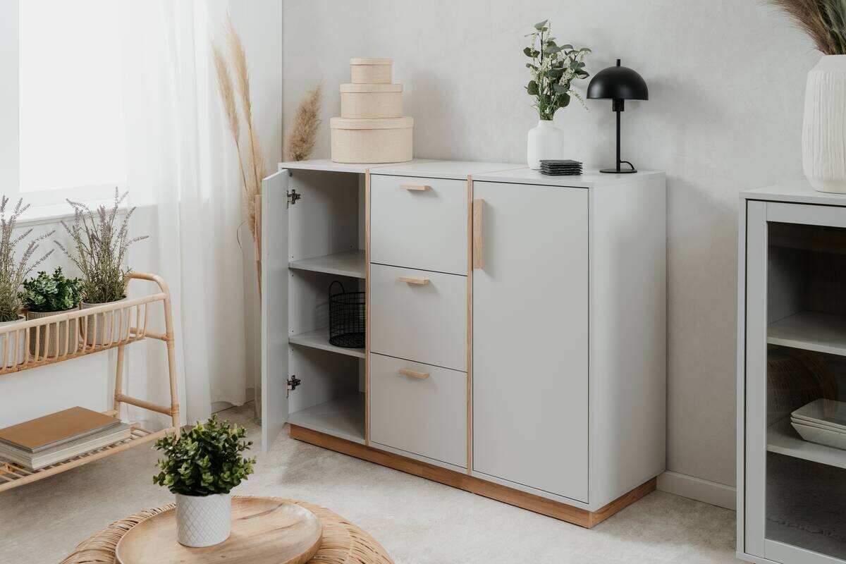 Kommode Split grau Jackson Hickory Nachbildung B/H/T: ca. 125x94x40 cm