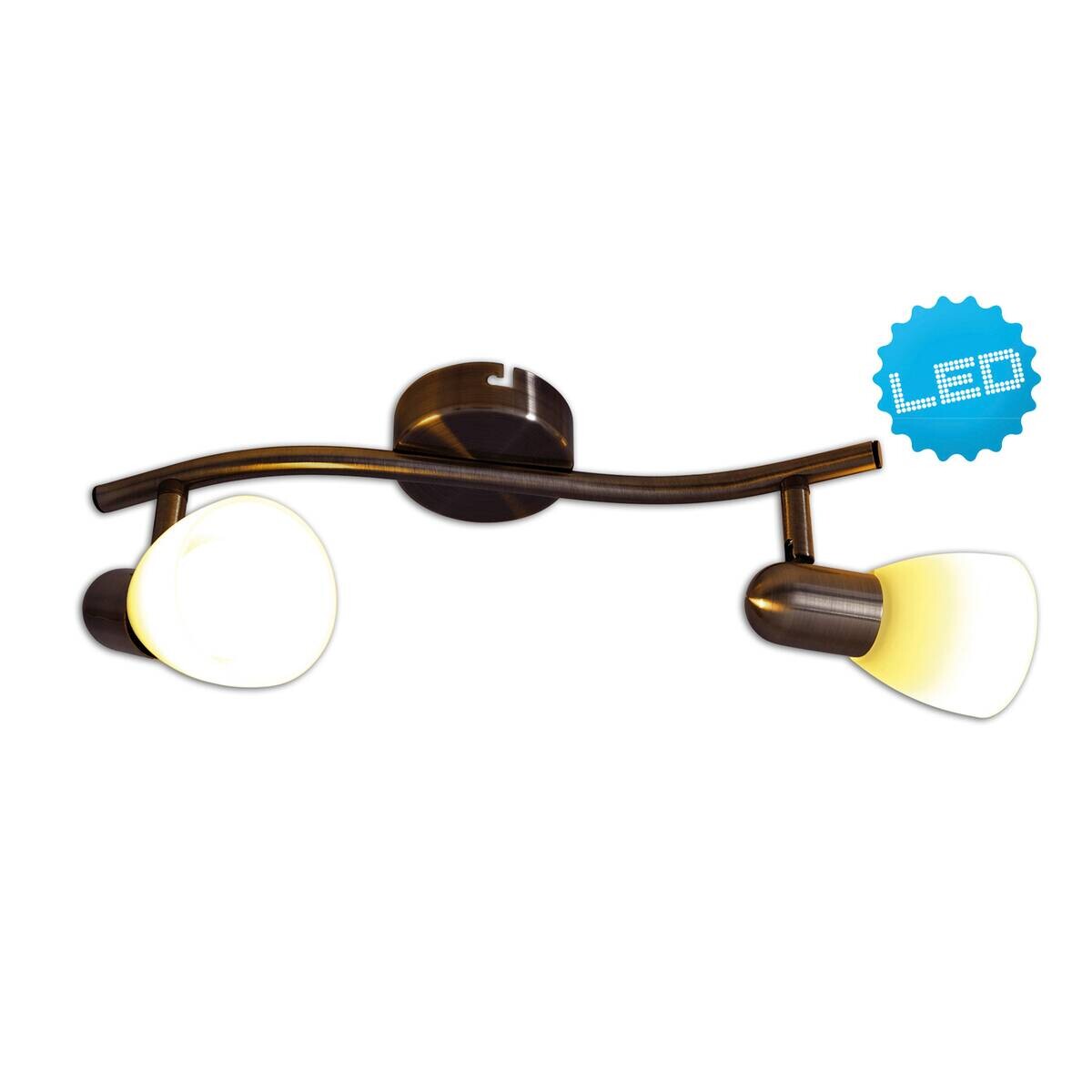 Näve Leuchten Spotleuchte 1198114 braun Metall Glas B/H/T: ca. 8,5x11,5x30 cm 2 Brennstellen