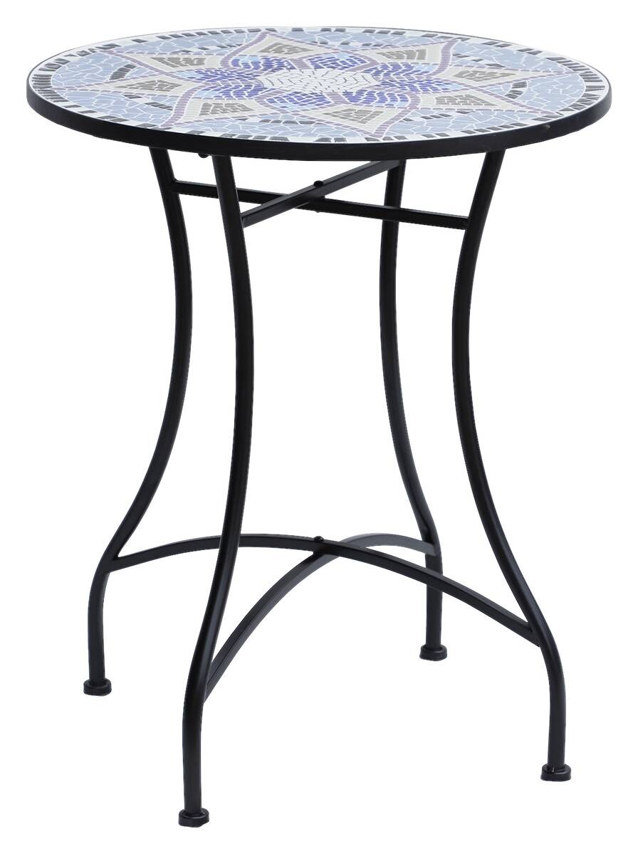 Outsunny Mosaiktisch blau Stahl H/D: ca. 71x60 cm