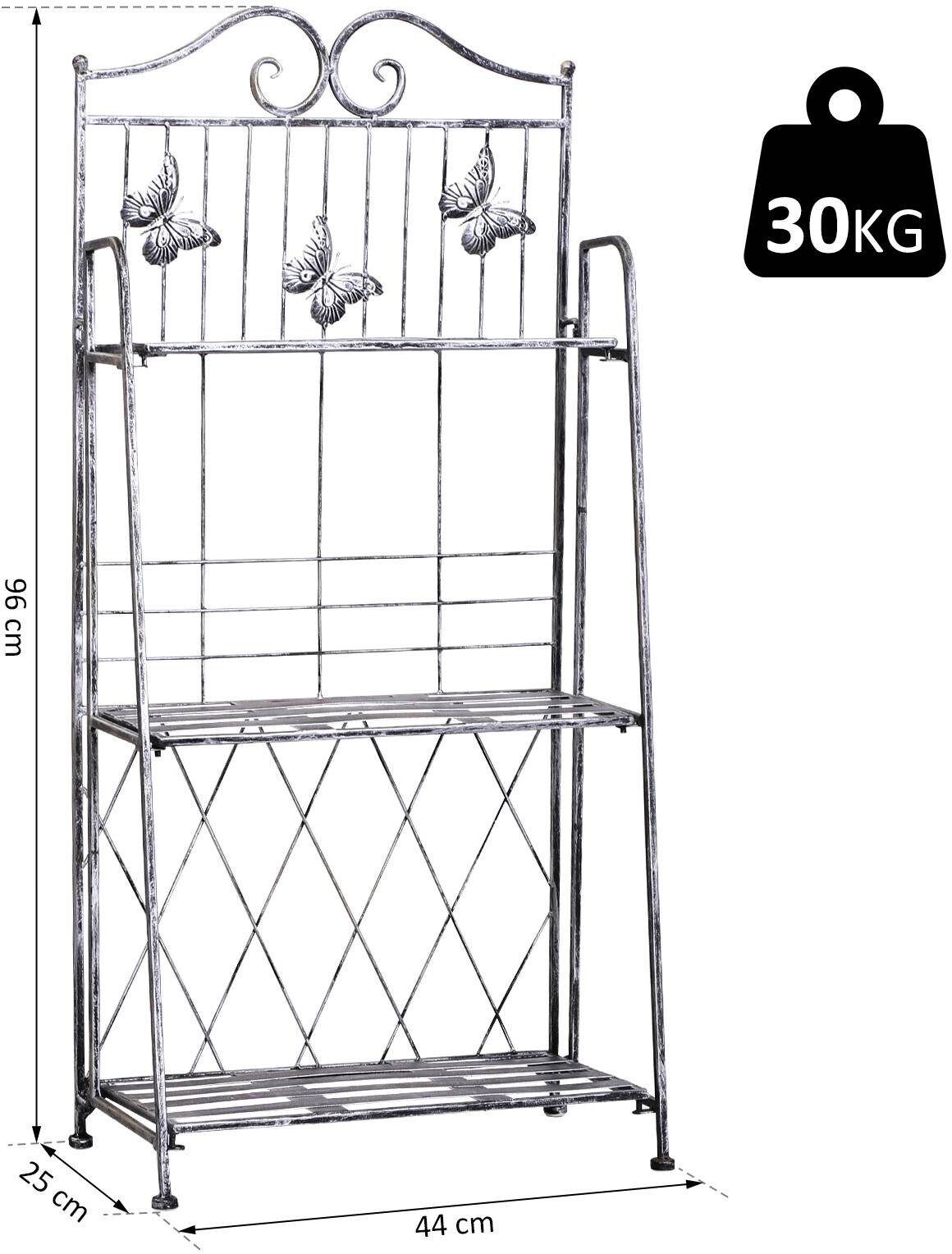 Outsunny Pflanzregal Silbergrau Metall B/H/L: ca. 25x96x44 cm