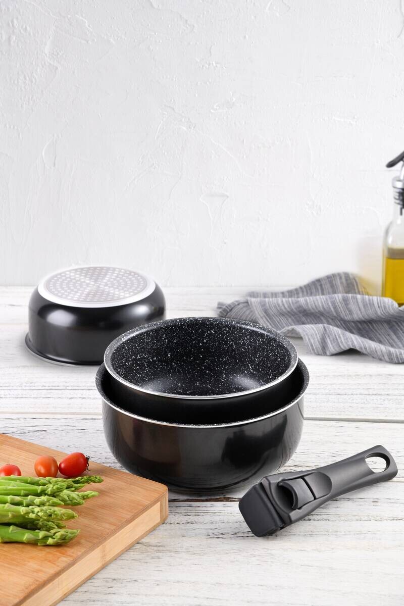 BERGNER Topfset Click & cook black schwarz Aluminium 4 tlg.
