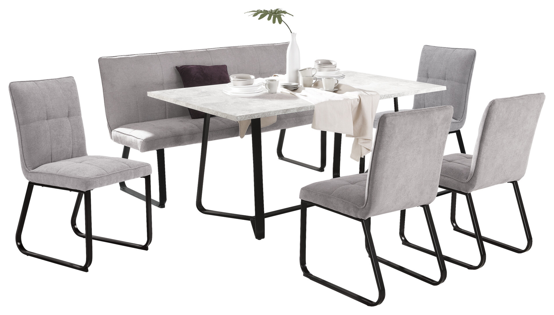 Bank TALEA hellgrau schwarz B/H/T: ca. 160x92x59 cm