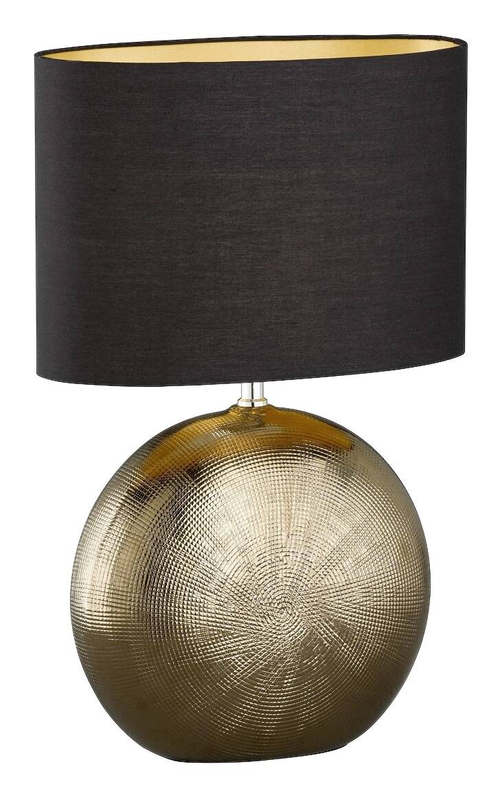 Fischer & Honsel Keramik-Tischleuchte 50556 Foro bronze schwarz Keramik Stoff E27 1 Brennstellen