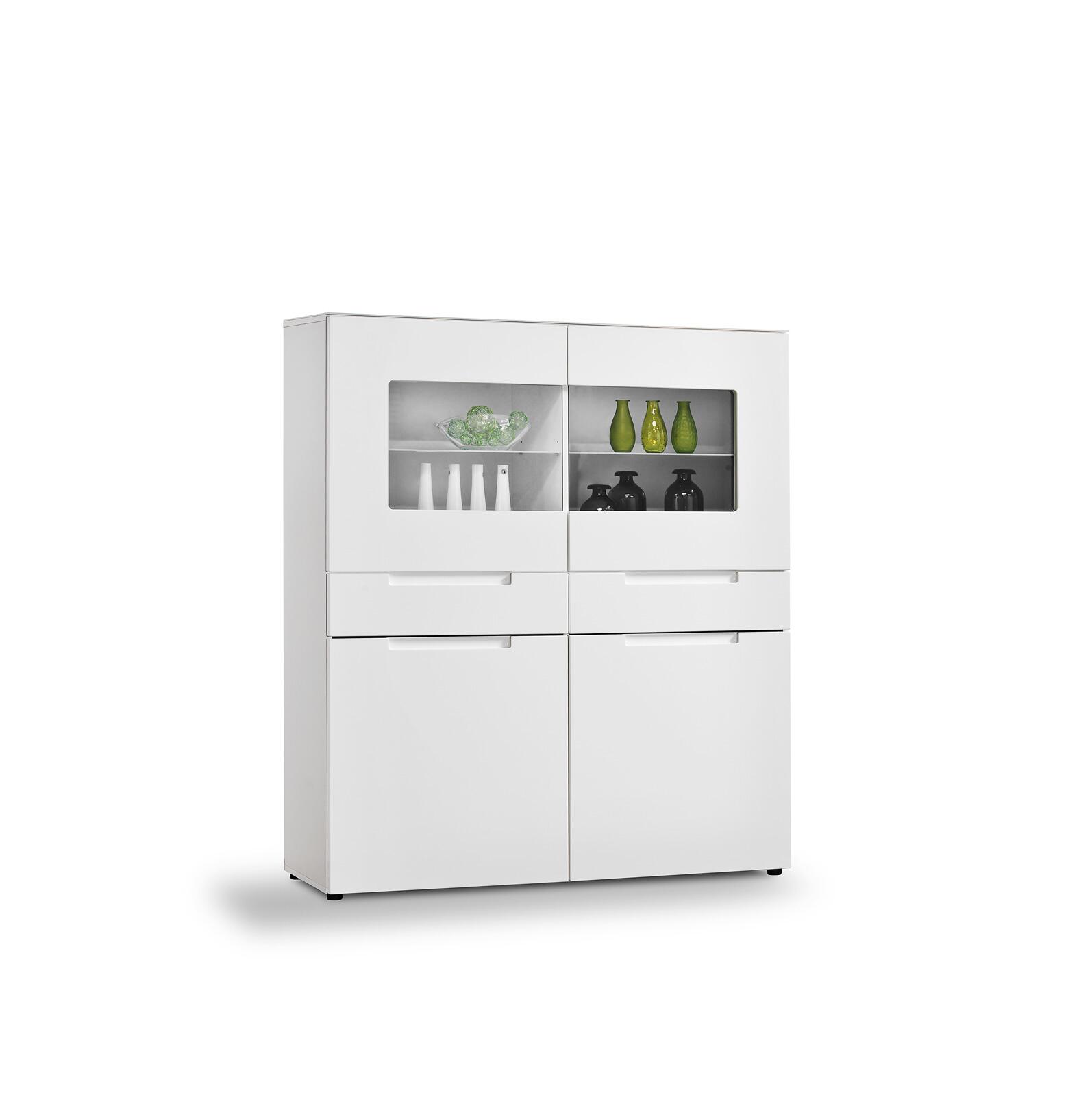 Highboard Mailand weiß Hochglanz B/H/T: ca. 128x147x40 cm